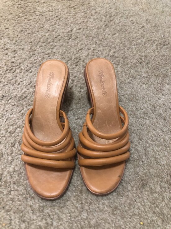 Madewell Shoes - Women’s Madewell Addie High Heeled Mule Desert Camel Leather Size 7 NWOB